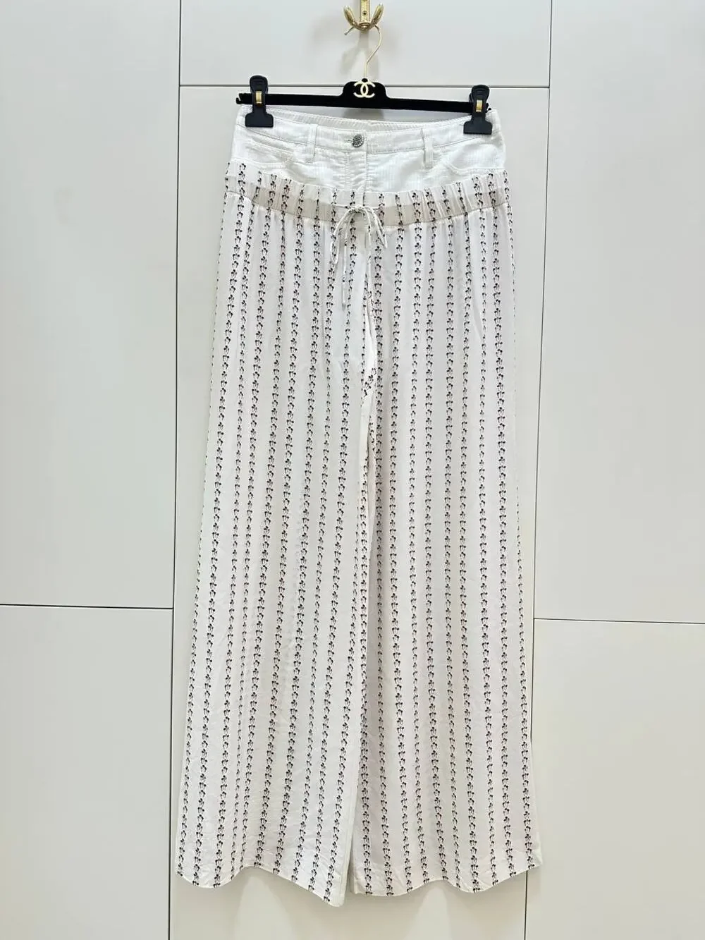 CHANEL Vintage Silk Wide Leg Pants Sz.38